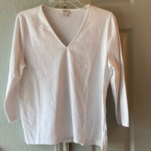 J. Crew Textured V-neck three-quarter-sleeve tee